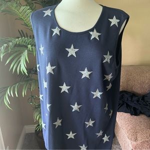 Avenue plus size navy silver star designed stretch top
